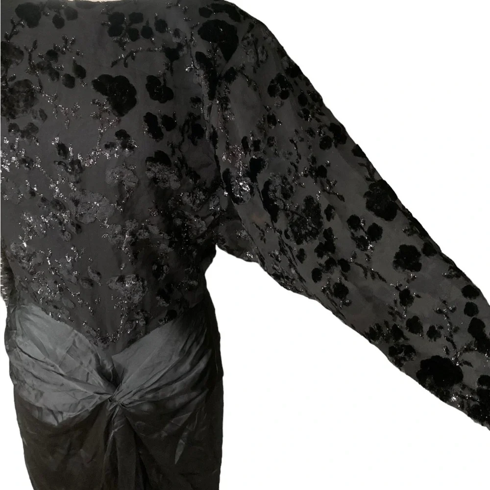 Vintage Saint Romei Black 100% pure Silk NWT  dress size 12 - Picture 4 of 9